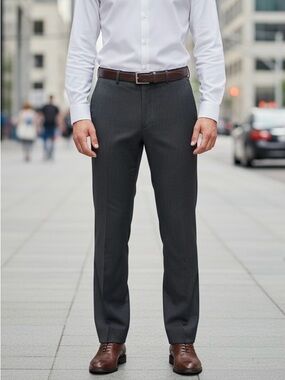 VINTAGE BURBERRY'S Men size 32/31  Charcoal Gray subtle Pinstripe Pants Trousers